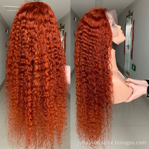 Wholesale Ginger orange lace front human hair wigs, red pink purple bule hd lace wigs , customized colored hd lace frontal wigs